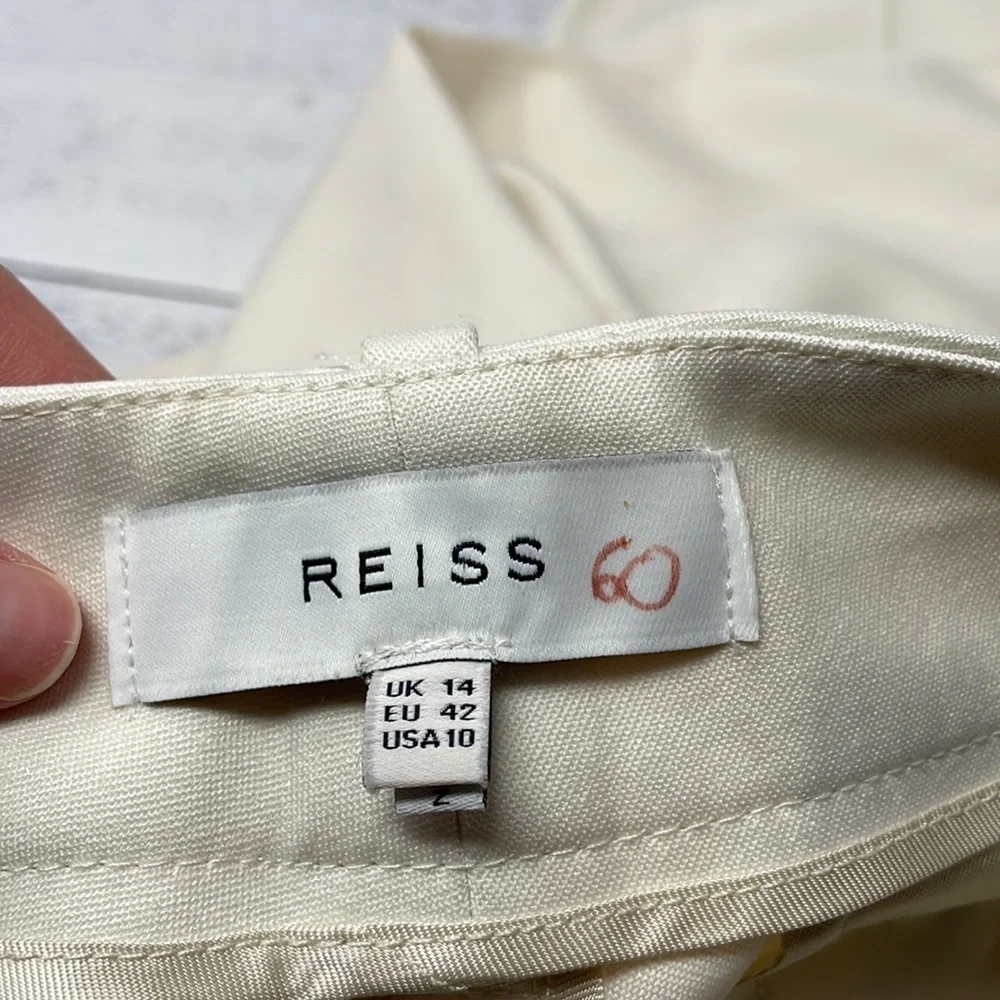 Reiss High Rise Career Trousers in Cream 10 O1 - Picture 3 of 8